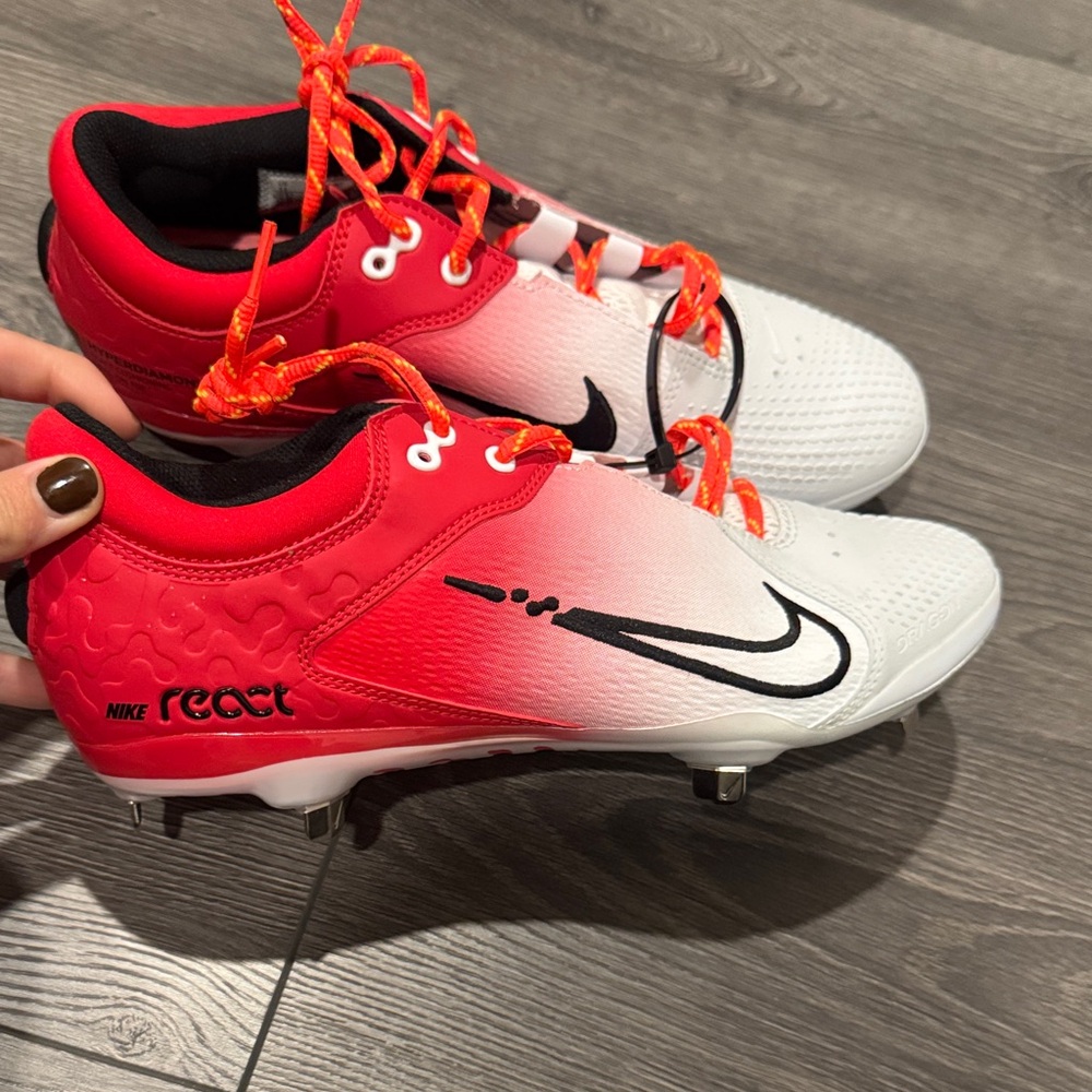Nike Red and White React Cleats